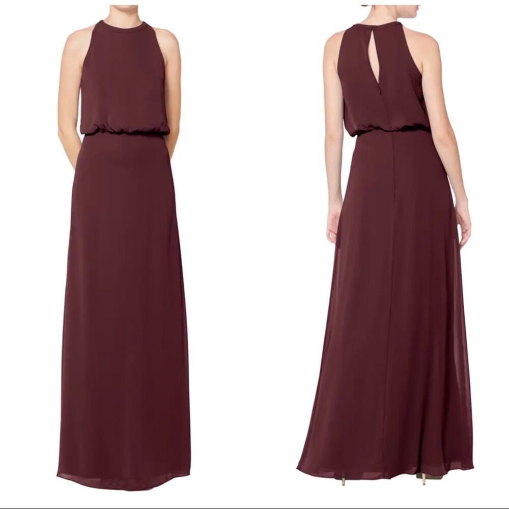Levkoff Halter Neck Blouson Chiffon Evening Gown Size 6.